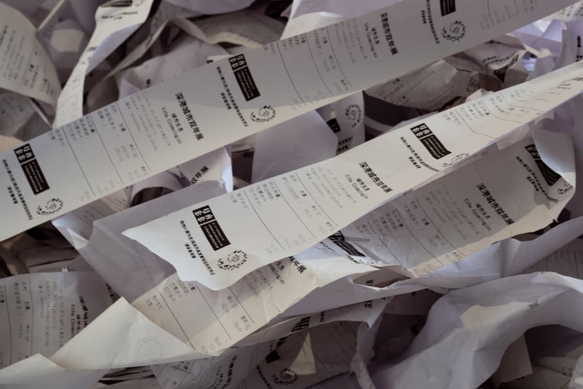 Montón de tickets de papel apilados unos sobre otros